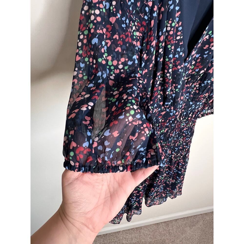 Ted Baker Casadee Puff Sleeve Smock Panel Wrap Mini Dress Navy Women's Size 6 - Picture 7 of 14